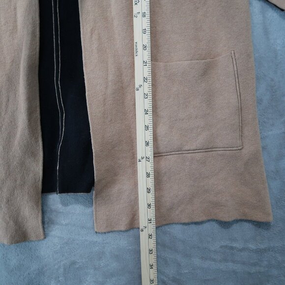 J Jill Sweater Womens Beige L Open Cardigan Knit Reversible Pockets Stretch - Picture 8 of 16